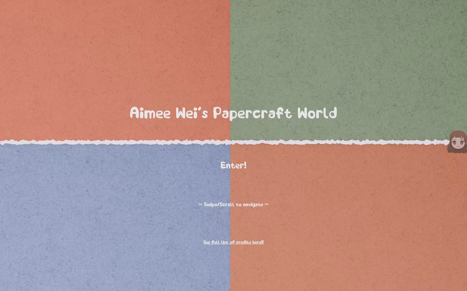 Aimee Wei's Papercraft World — full website design screenshot